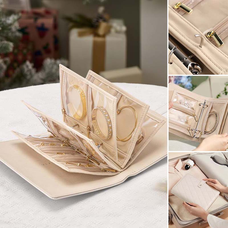 EverydayJewel - Leather Jewelry Storage Book with Zippers