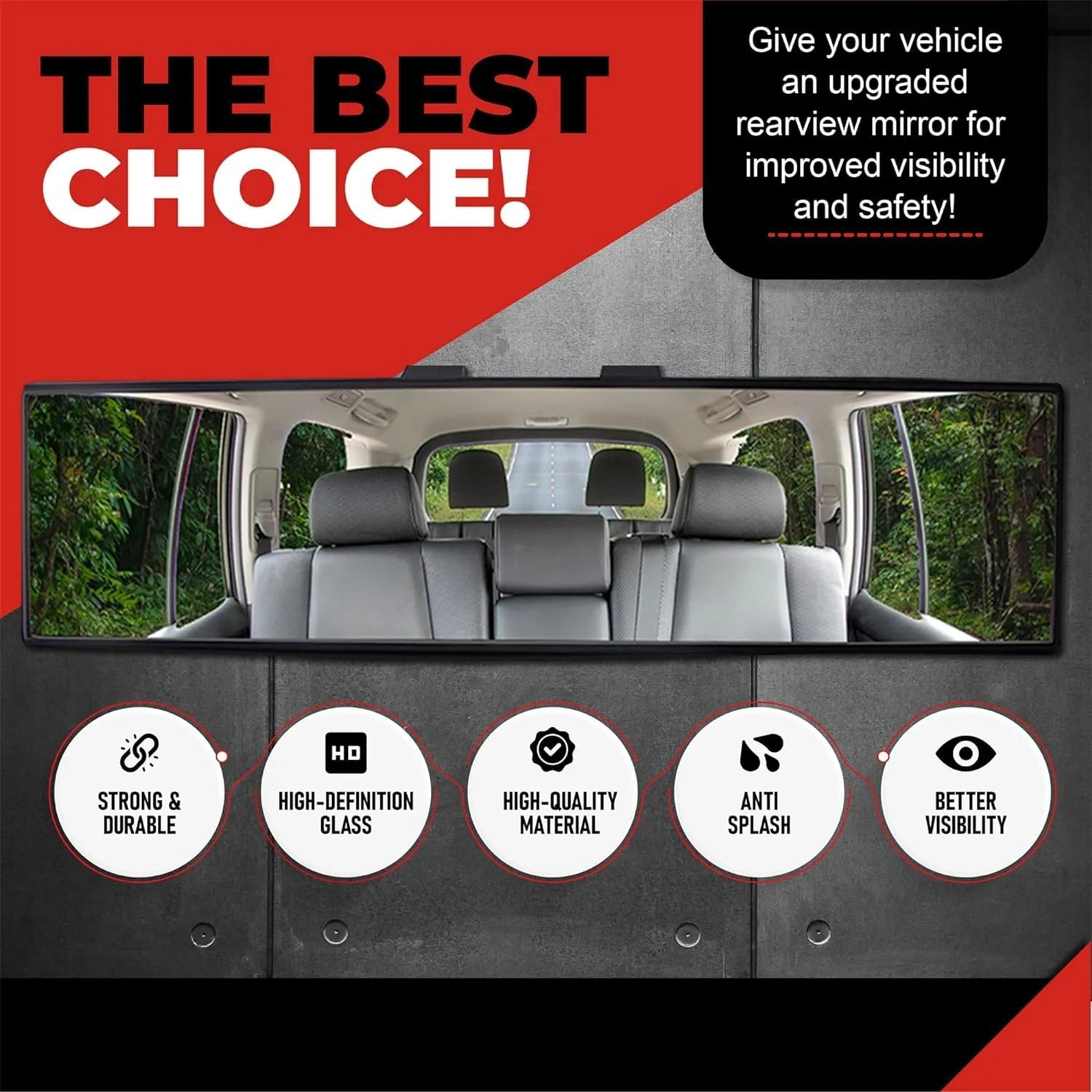 3D Anti-Glare Panoramic Rear View Car mirror