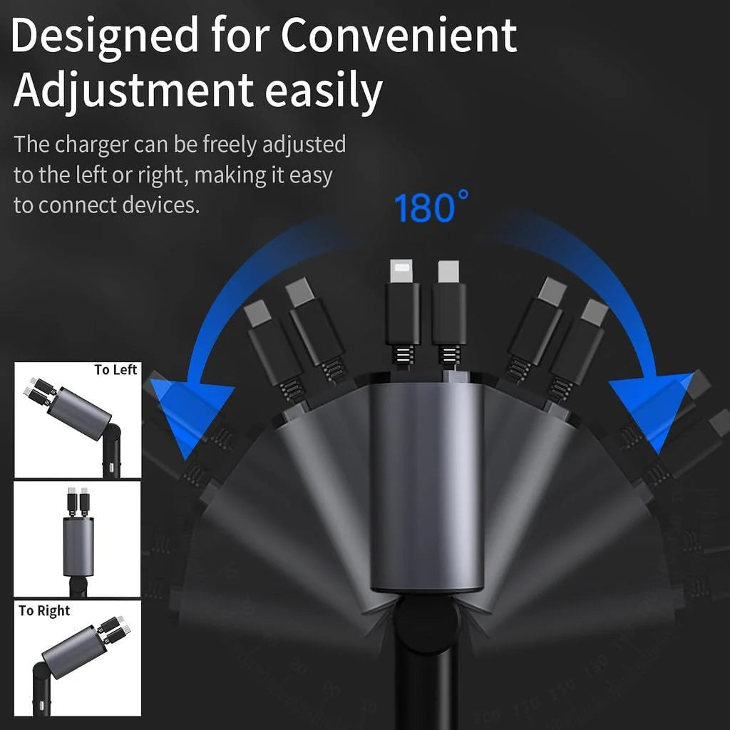 Retractable Car Charger, 120W 4 in 1 Superfast Car Charger