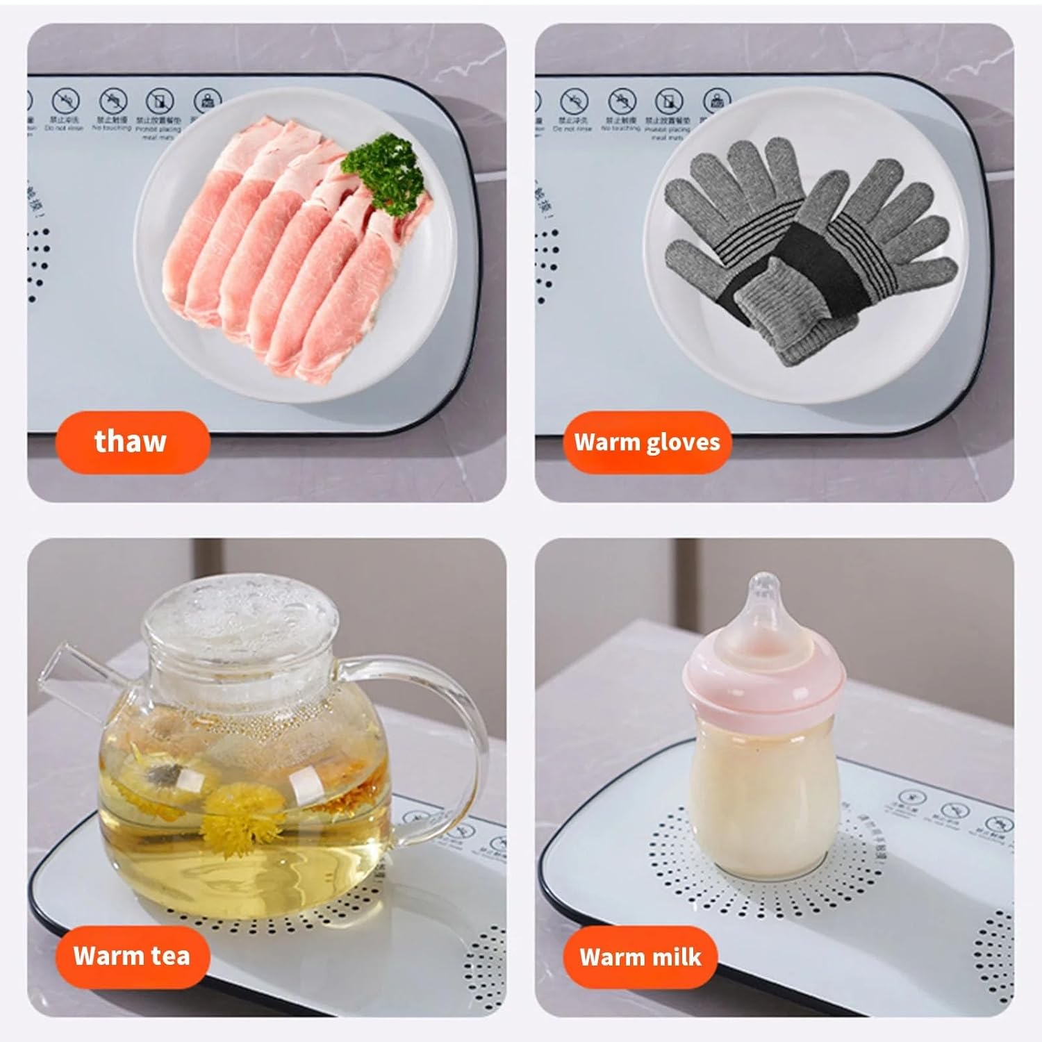 Multifunctional Electric Food Heating Glass Tray