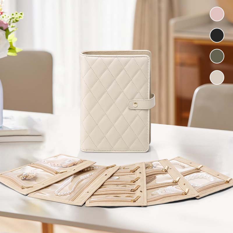 EverydayJewel - Leather Jewelry Storage Book with Zippers