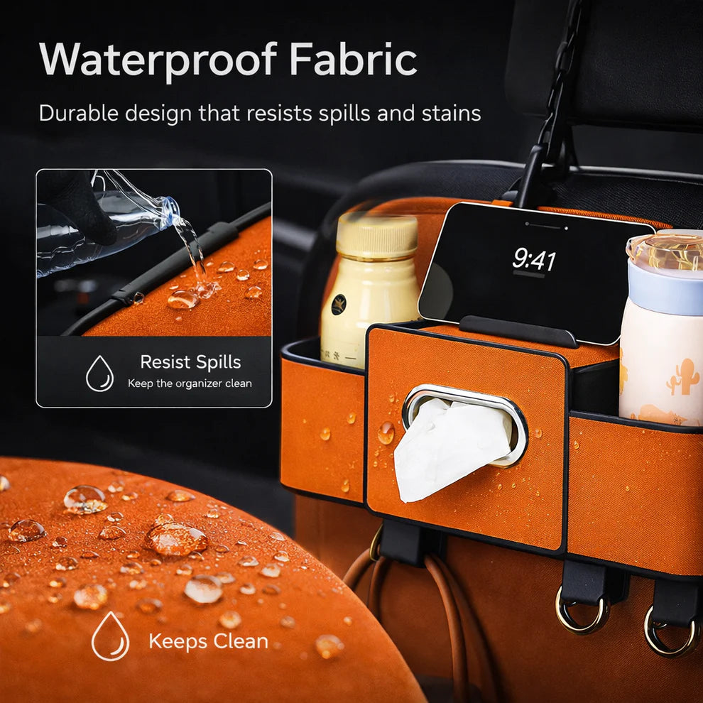 Space-Saving Car Backseat Organizer with Hooks