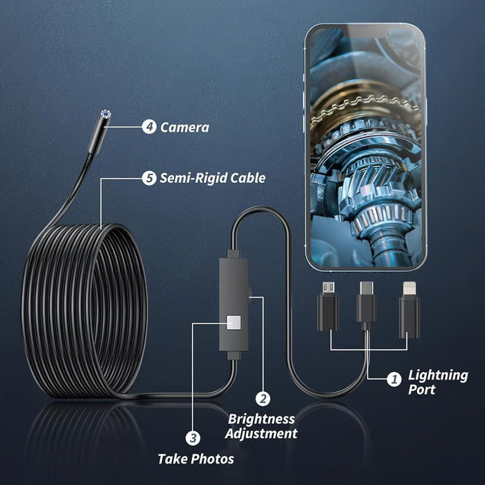 Plug-and-play Endoscope Camera - Compatible with Android, iOs
