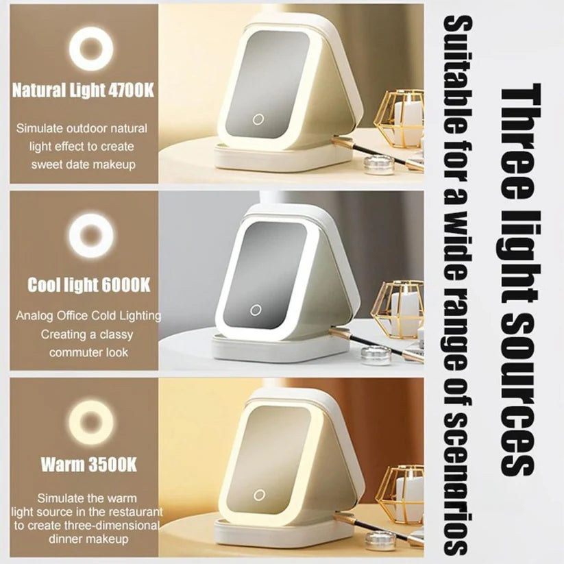 Mini Vanity with LED-Backlit Mirror
