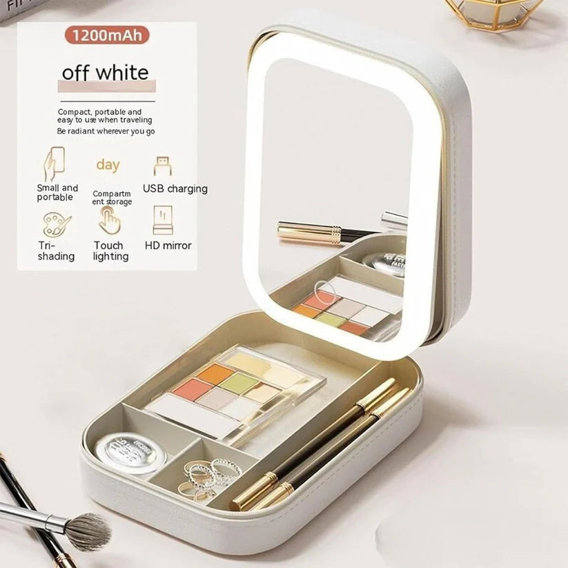 Mini Vanity with LED-Backlit Mirror