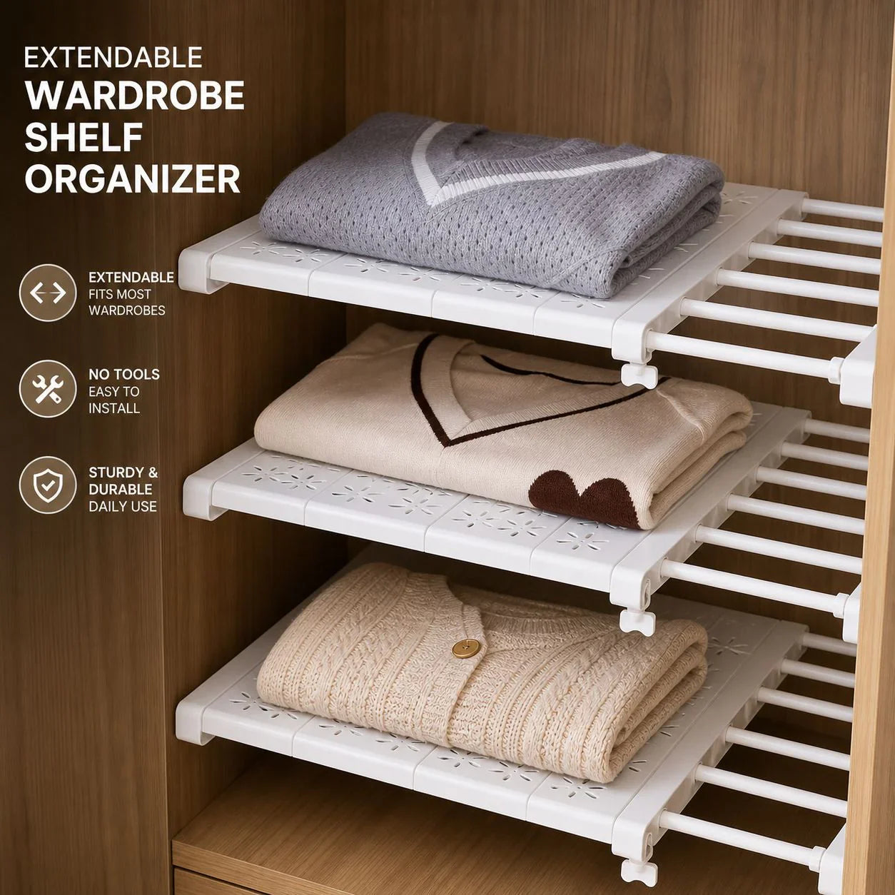 Extendable Wardrobe Shelf Organizer