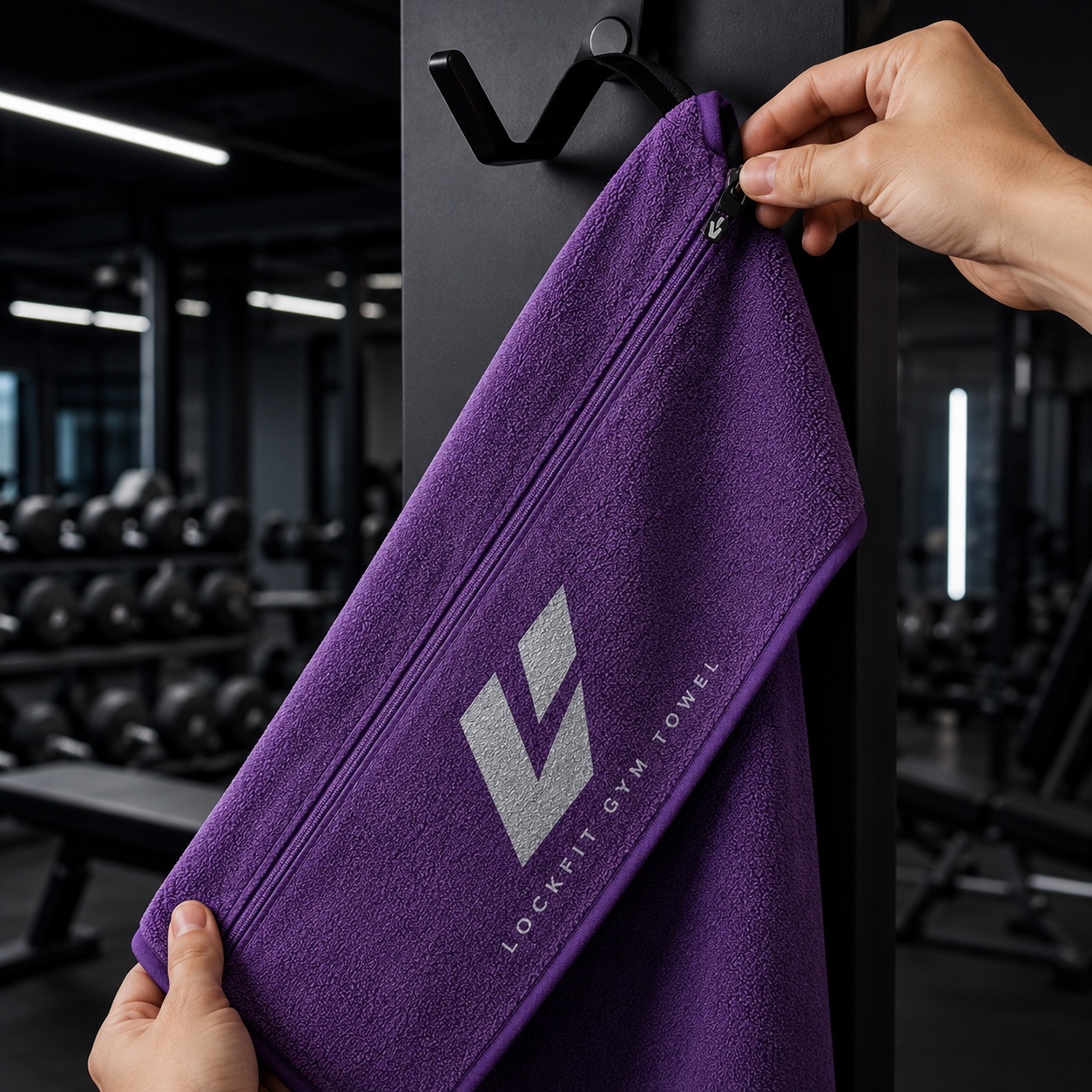 Hooded Gym Towel with Zip Pocket