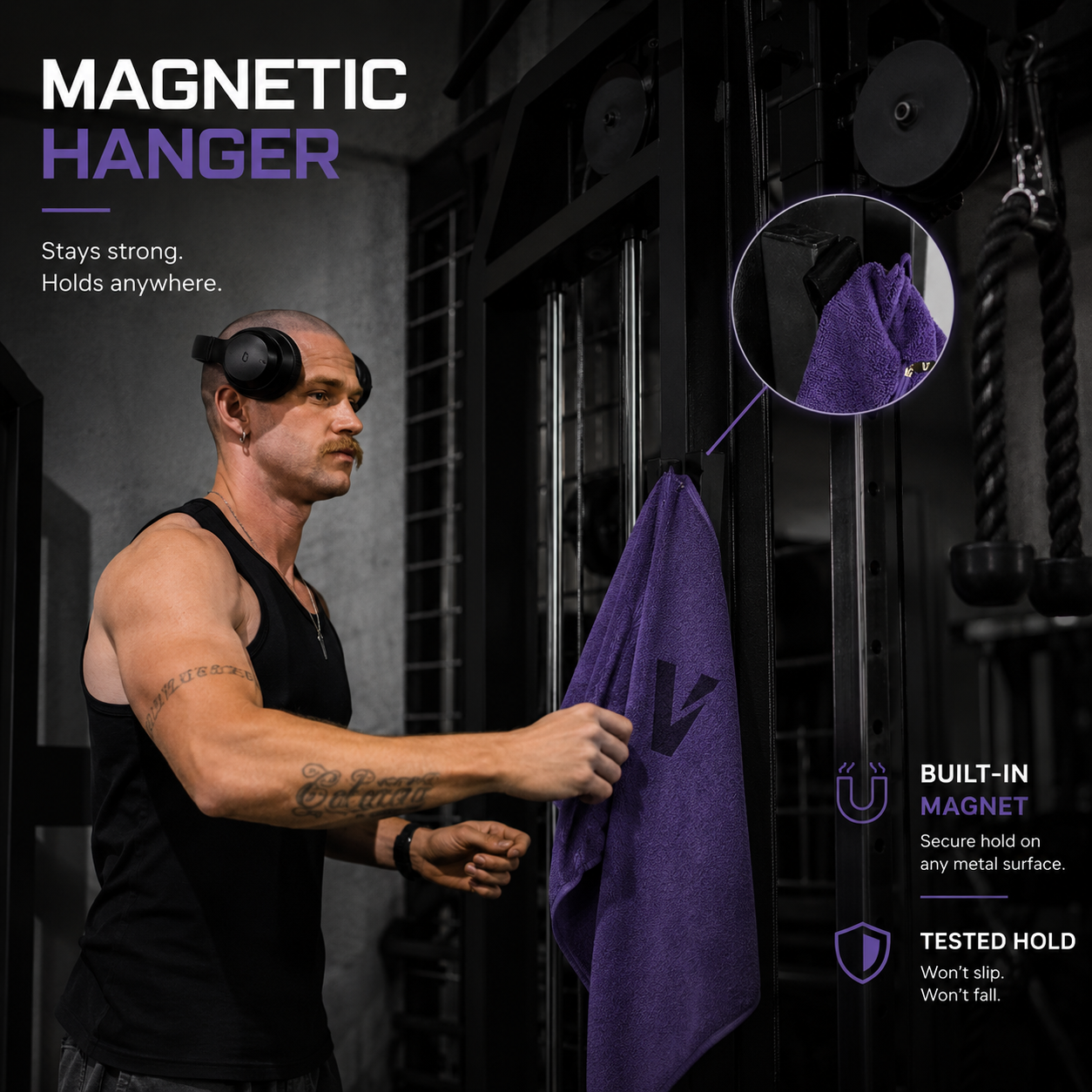Hooded Gym Towel with Zip Pocket