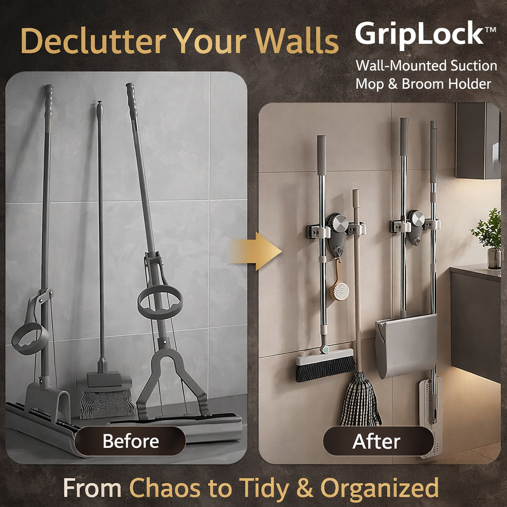 No-Drill Mop & Broom Holder