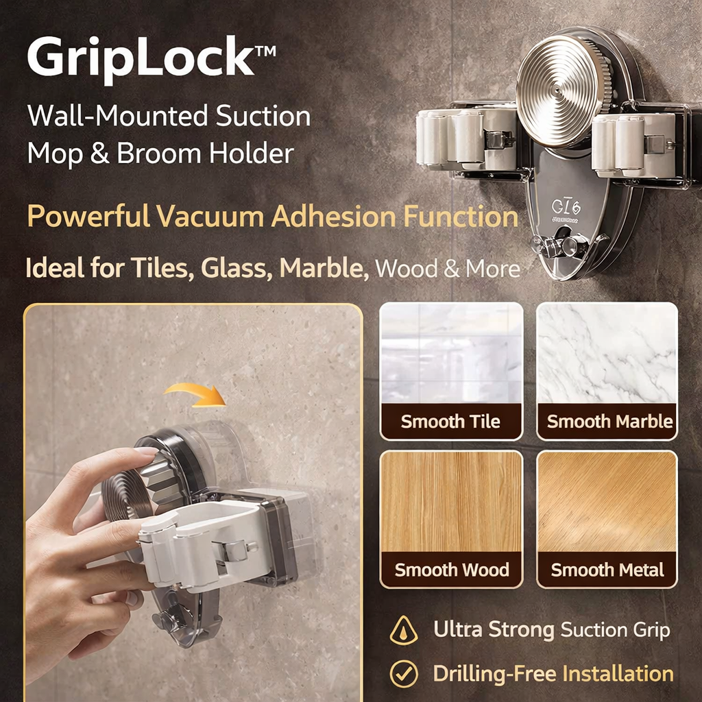 No-Drill Mop & Broom Holder