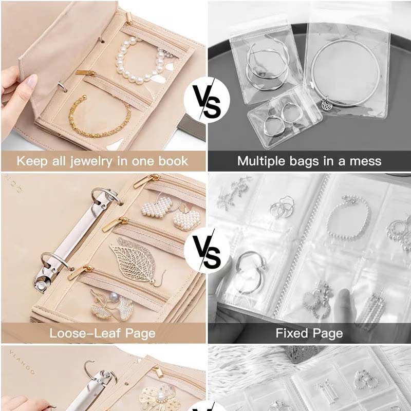 EverydayJewel - Leather Jewelry Storage Book with Zippers