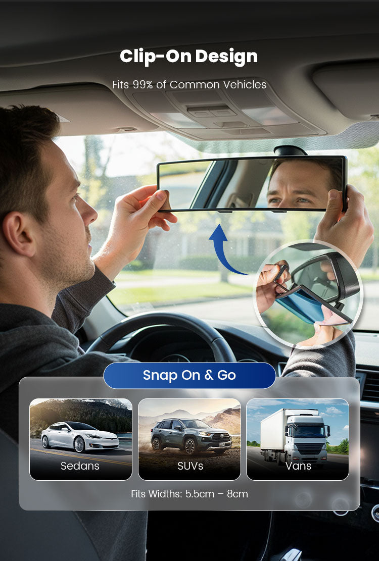 3D Anti-Glare Panoramic Rear View Car mirror