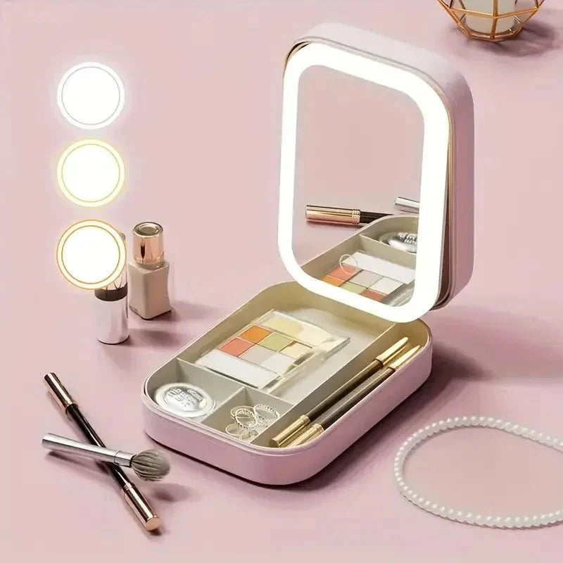 Mini Vanity with LED-Backlit Mirror